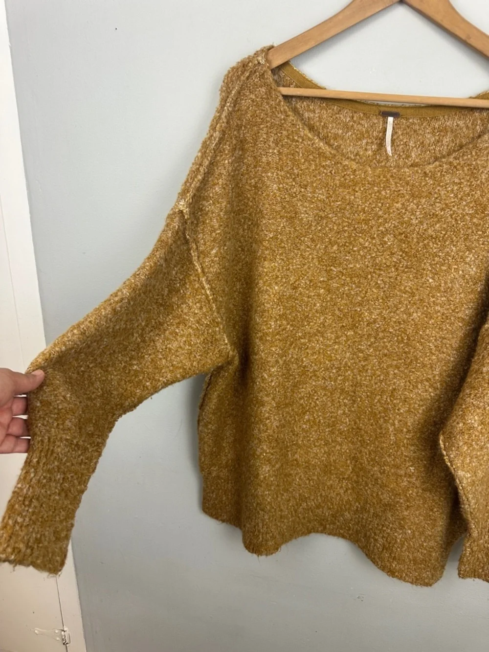 Free People Moira Slouchy Tunic Sweater Mustard Yellow Wool Blend Sz S